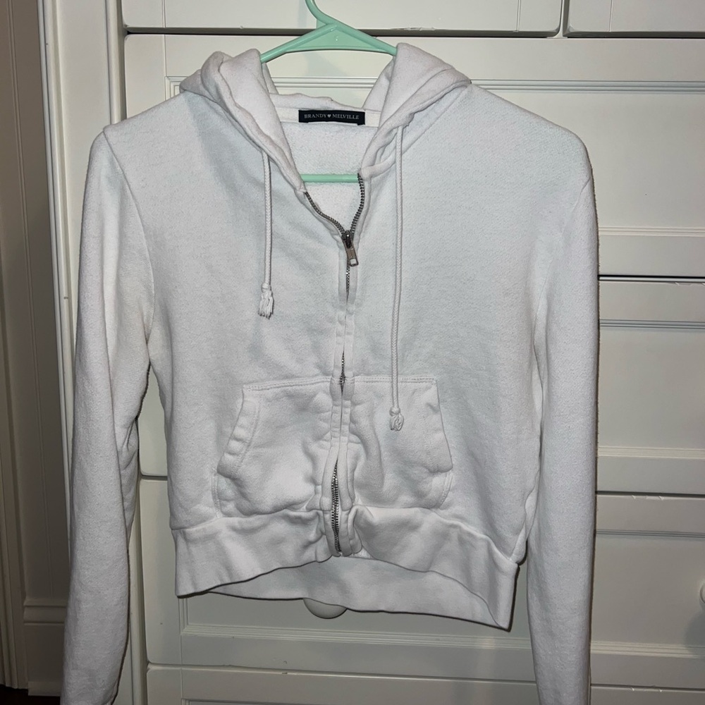 Brandy Melville white cropped hoodie